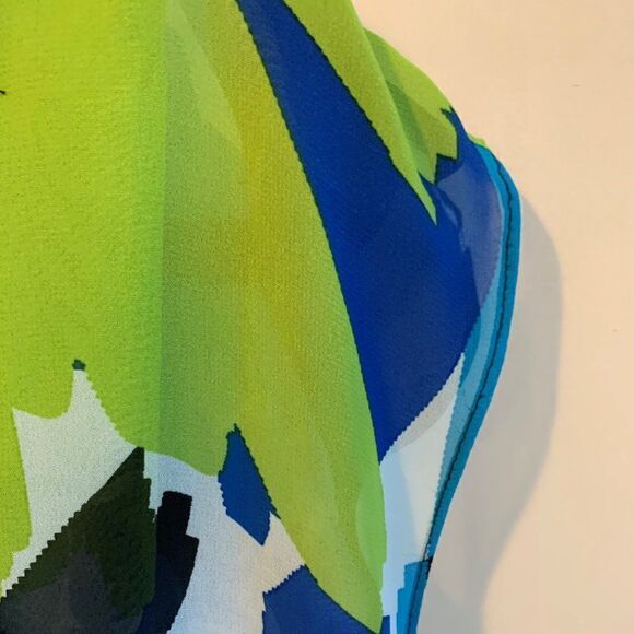 Vince Camuto sheer chiffon top,  elastic bottom, cap sleeve, sz XS, EUC, colour - Picture 3 of 16